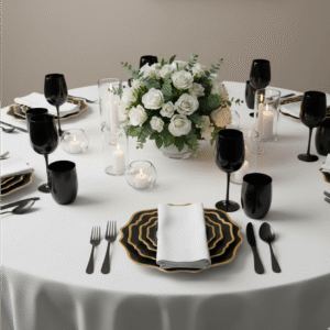 Diana Gold Rimmed Black Porcelain