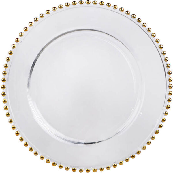 Gold beaded glass charger plate