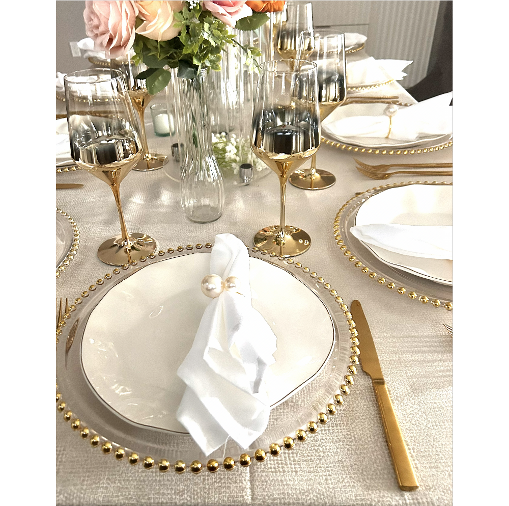 Gold Beaded Glass 13" Charger Plate - Image 2