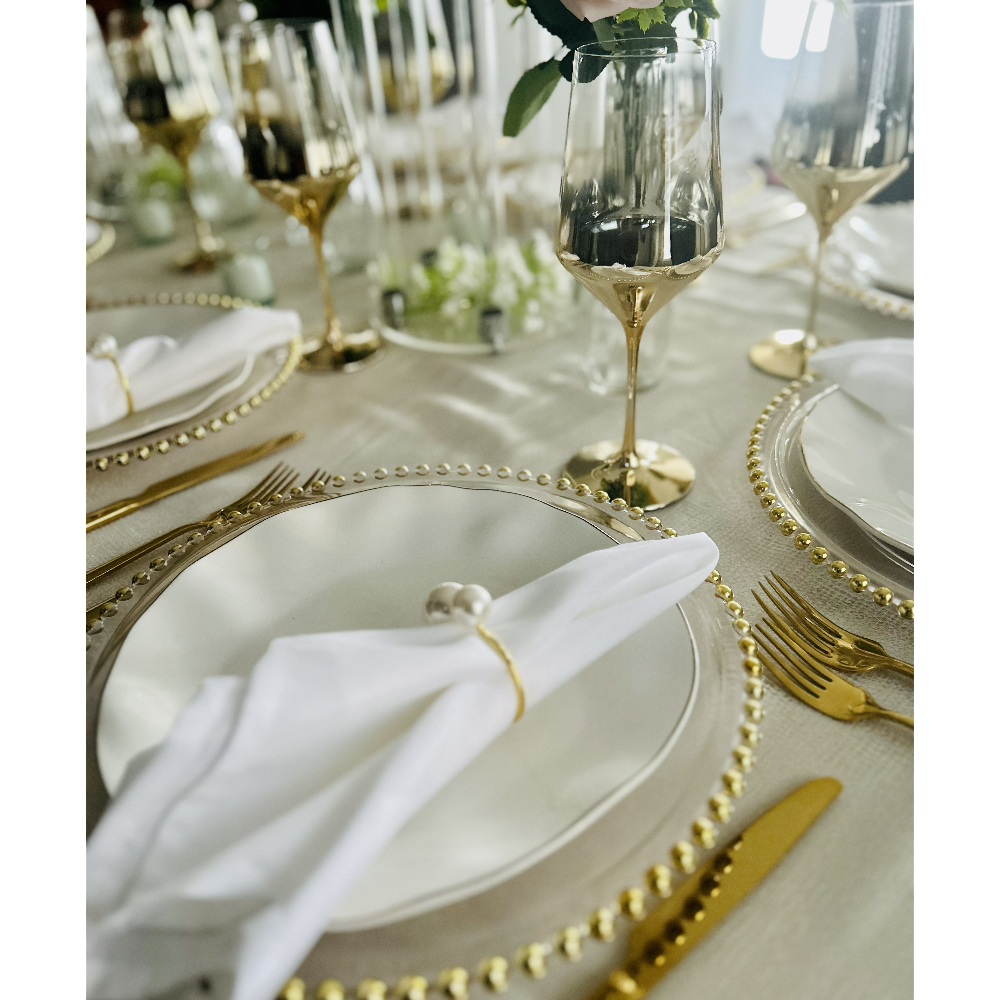 Gold Beaded Glass 13" Charger Plate - Image 3