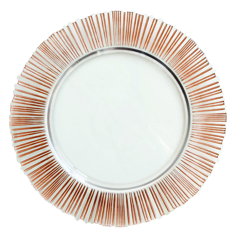 Rose-gold glass charger plate