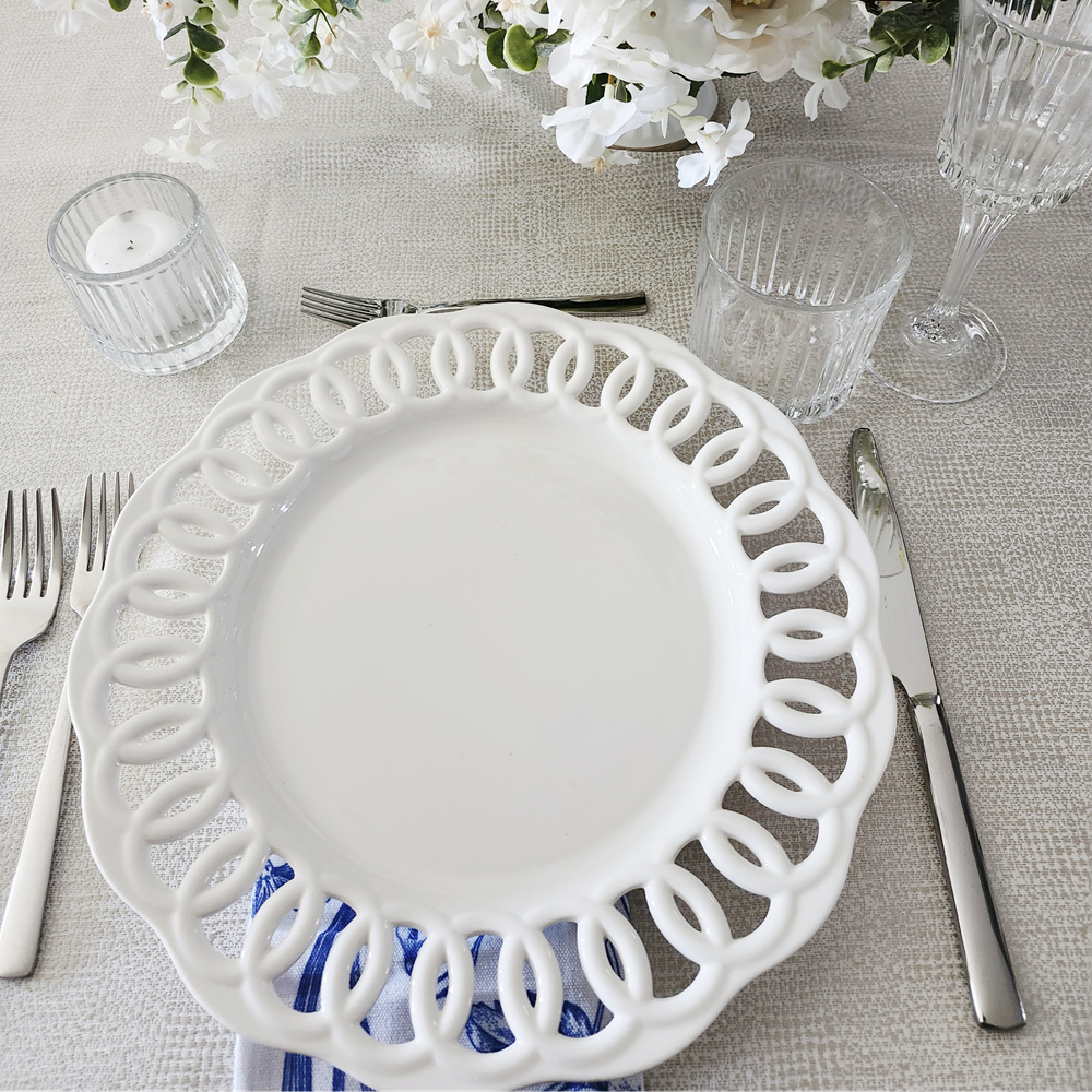 Ivory Filigree Charger Plate - White - Image 3