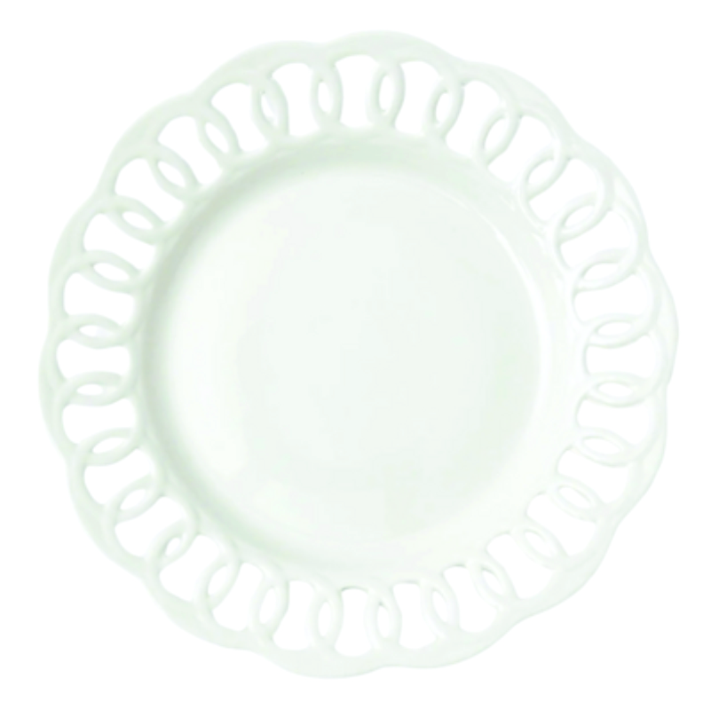 Ivory Filigree Charger Plate White