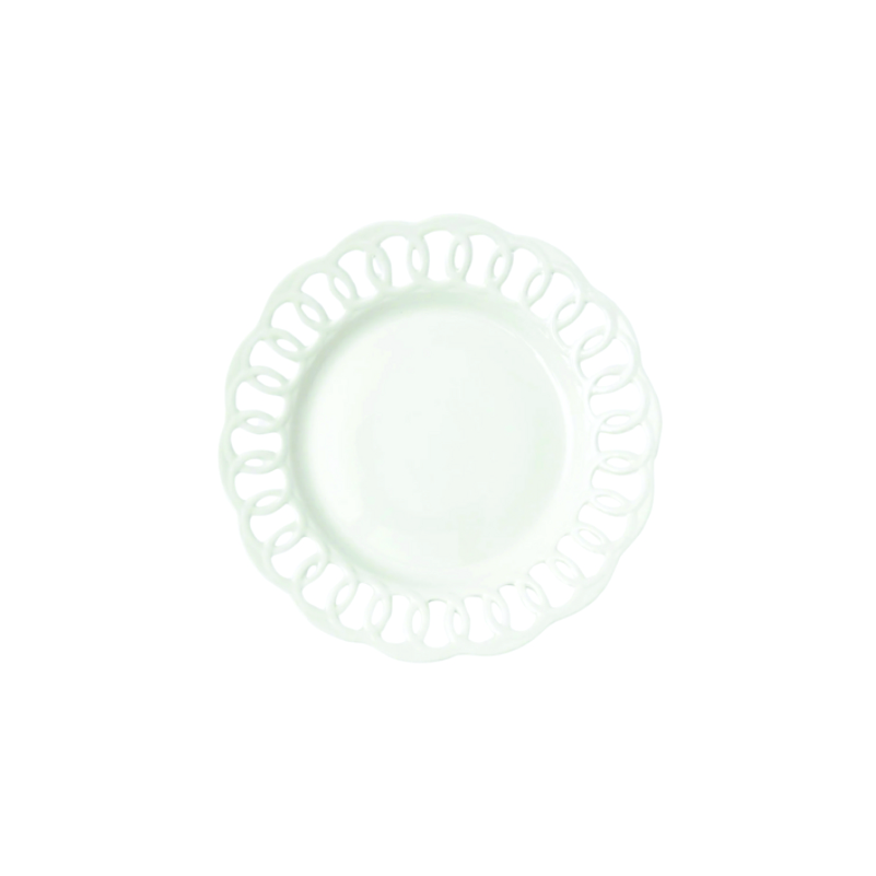 Ivory Filigree Bread Plate White